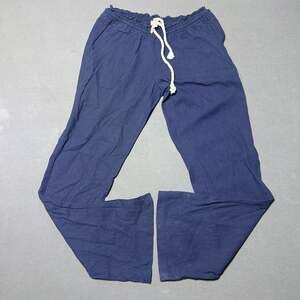 Roxy Ocean Side Linen Blend Beach Pants Navy Blue Size Medium